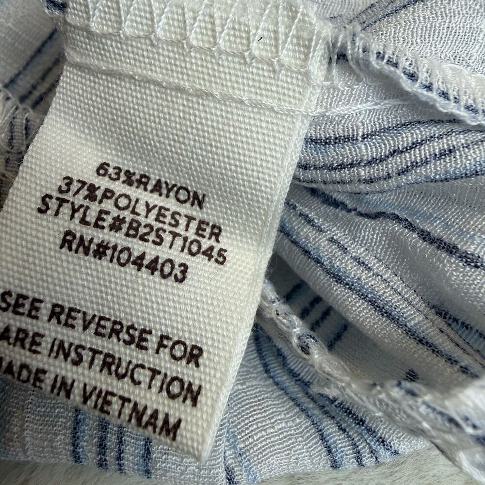 Blu Pepper Peasant Top Shirt White Blue Stripes Flutter Sleeve Tunic Women’s M - Picture 9 of 10